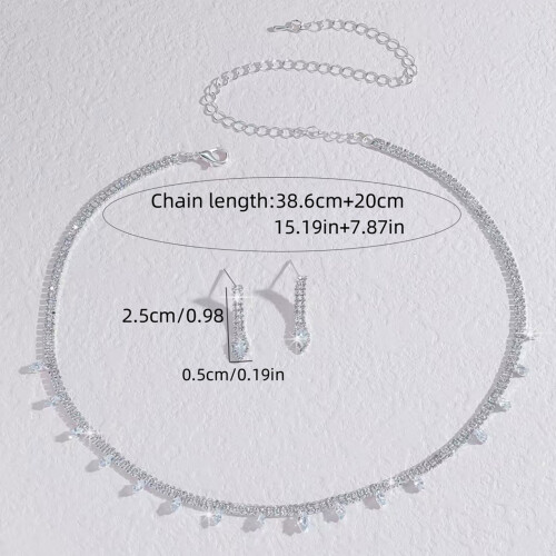 Ensemble de bijoux de mariée argentés sophistiqués avec strass 2