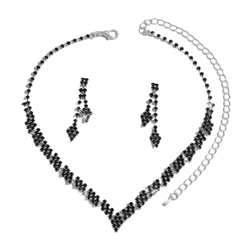 Ensemble de bijoux élégants en strass, collier et boucles