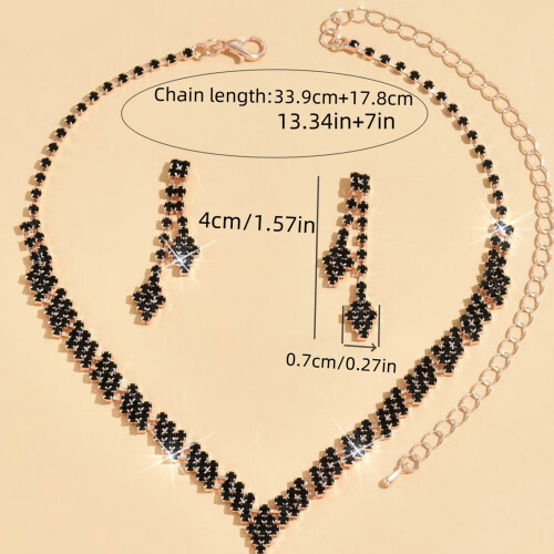 Ensemble de bijoux élégants en strass, collier et boucles 2