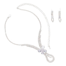 Elegantes Brautkristall-Halsketten-Ohrring-Set für Hochzeiten
