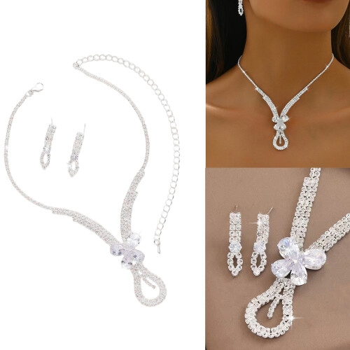 Ensemble de bijoux de mariée pratiques avec collier en cristaux 1