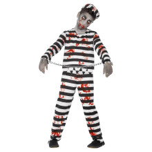 (10-12 Years, White/Black/Red) Smiffys Childrens/Kids Zombie Convict Costume Set