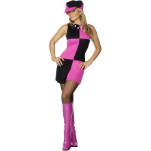 (L, Pink/Black) Smiffys Womens/Ladies 60s Swinging Costume Set