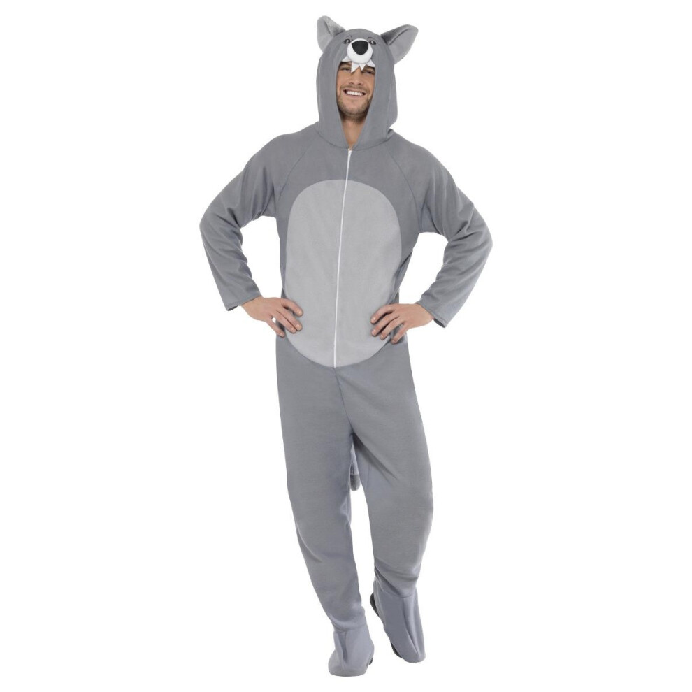 Smiffy's (L, ) Unisex Adult Wolf Hooded Costume Grey