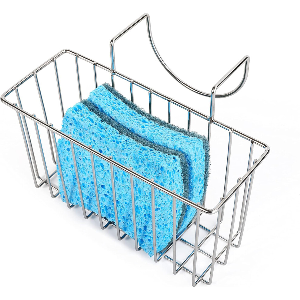 Innovative Kitchen Sponge Holder With Hook Design, Stainless Steel Organizer For Big Size Sinks, Compact-Solid Construction For Longevity And Easy 9128293615419