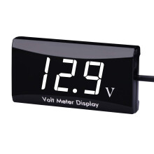 Wasserdichtes Spannungsmessgerät mit LED-Anzeige, digitales Kfz-Voltmeter für Autos, Motorräder und Fahrräder (Weiß)