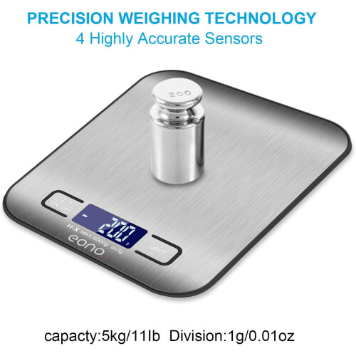 Kitchen Scale, Multiple Unit Conversion Digital Kitchen Pastry Scale For Cooking And Baking, Precision Weighing Up To 5 Kg In 1 G Increments, 2