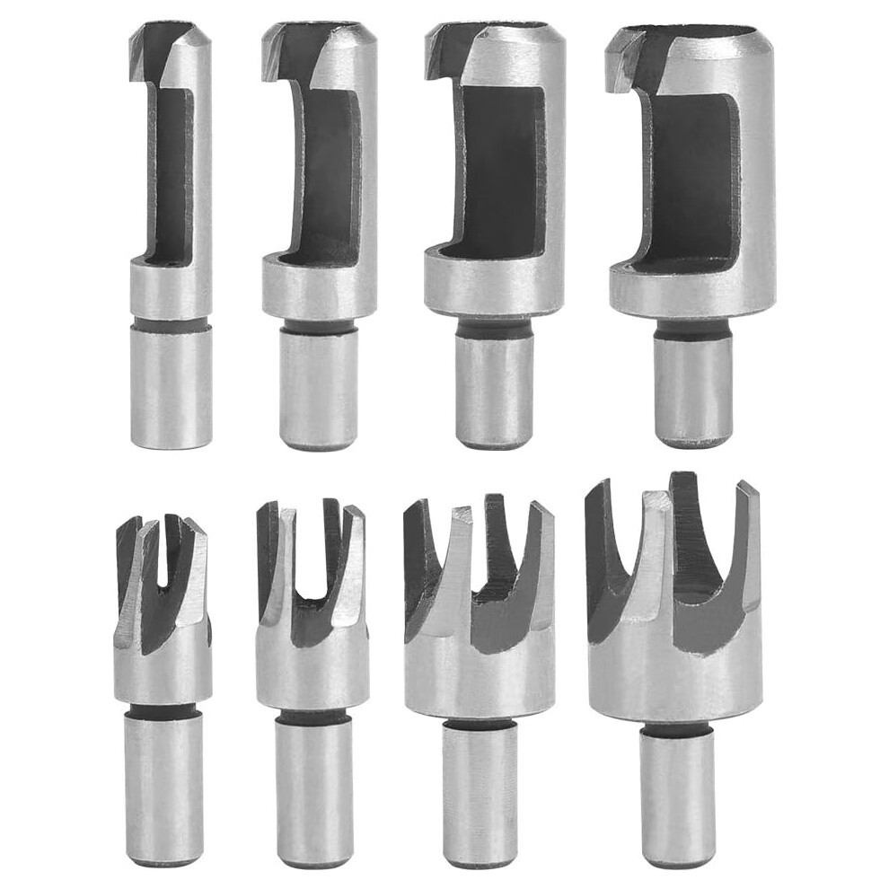 Woodworking Hole Cutting Tools, Bench Drill Compatible Plug Cutter Set, Carbon Steel Dowel Maker Tool With Chamfered Cutters And Standard Hole 9128293704687