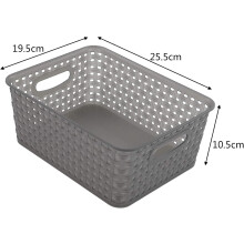 Storage Solutions: Plastic Rattan Storage Baskets, Square Storage Basket With Handle Design, Damp Cloth Cleanable, Multipurpose Use For Kitchen,