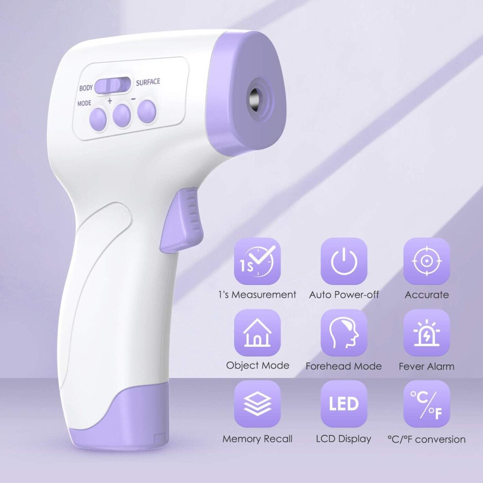 Innovative Non-contact Thermometer, Clinically Proven Accuracy, Easy-to-read Lcd Display With Intelligent Alarm, For All Ages Including Babies,