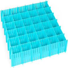 Solution de rangement domestique facile et pratique, séparateurs de tiroir réglables bleus (16 pièces) pour sous-vêtements, chaussettes et