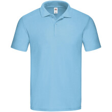 (L, Sky Blue) Fruit of the Loom Mens Original Pique Polo Shirt