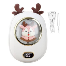 Calentador de Manos USB 2 en 1 con Forma de Ciervo, Calentador de Manos Eléctrico y Cargador de Teléfono, Pantalla Digital, Calentador de Manos USB