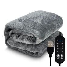 Electric Heating Blanket USB Heater Blanket Plush Winter Warm- Adjustable Temperature Timing Heating Pad 80x160cm