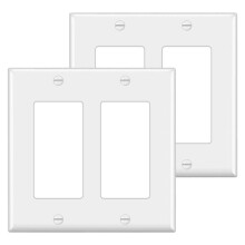 10Pcs, Decorator Wall Plate 2 Gang Standard Size Outlet Cover for GFCI and USB Receptacles, H4.53inch X W4.57inch White