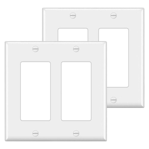 10Pcs, Placa de Parede Decoradora 2 Gang Tamanho Padrão Tampa de Tomada para Receptáculos GFCI e USB, A4,53 Polegadas X L4,57 Polegadas Branco