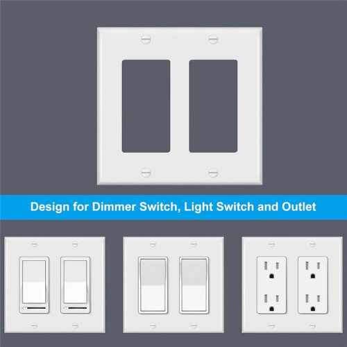10Pcs, Placa de Parede Decoradora 2 Gang Tamanho Padrão Tampa de Tomada para Receptáculos GFCI e USB, A4,53 Polegadas X L4,57 Polegadas Branco 1