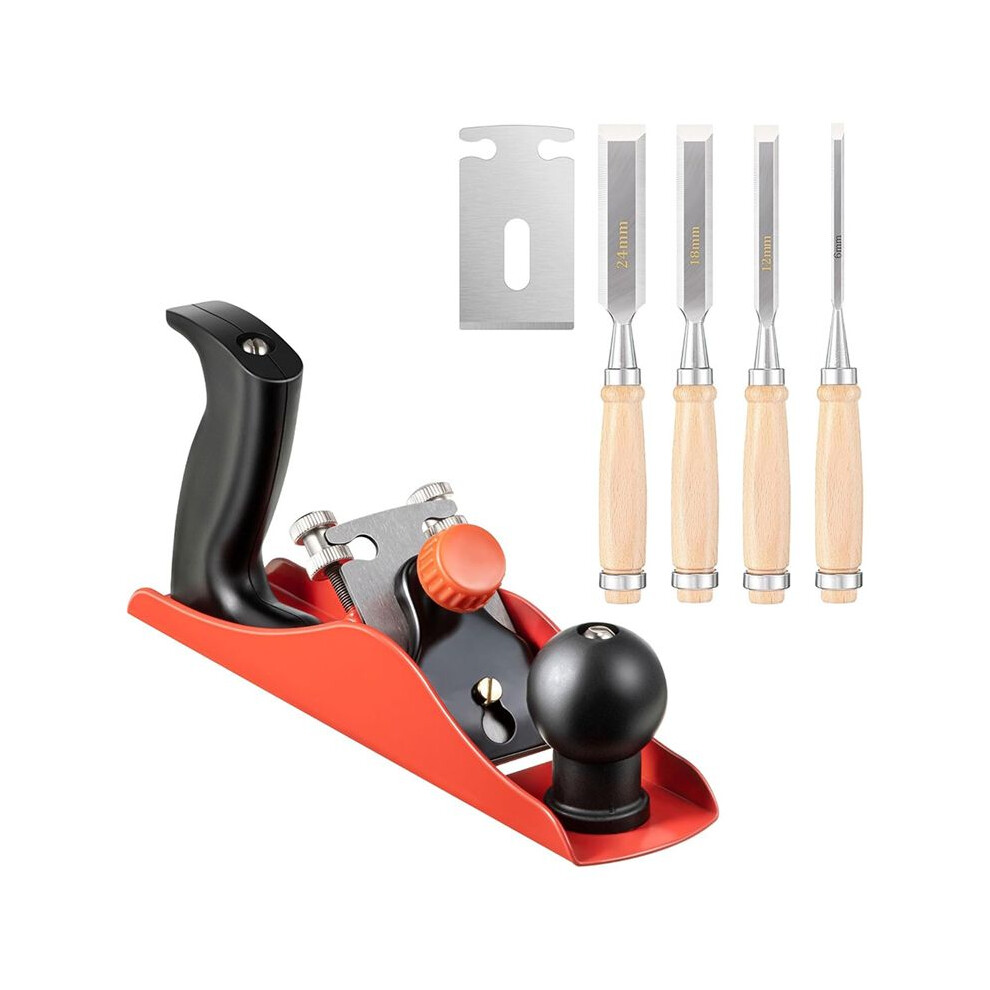 Woodworking Tools 4Pc 9.5In Wood Chisel Set 1Pc No.4 Adjustable Hand Planer With 2 In Replacement Blade,For Woodworking 4711028454459
