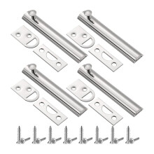 4 Set Slide Bolt Lock Bolt Door Slide Bolt Door Latches for Top of Door Slide Lock Silver
