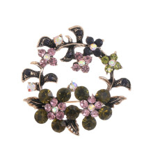 Broche de Cristal de Colores, Broche de Flores para Mujer, Broche Vintage de Cristal con Forma de Flor para Solapa.
