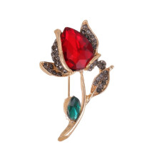Broches de Flores de Cristal para Mulheres, Elegantes Broches Florais de Esmalte com Strass
