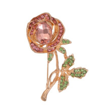 Retro Rozenbloem Broche Spelden voor Vrouwen Kristallen Revers Spelden Elegante Kubieke Zirkonia Kristal Strass Broche Speld Roze
