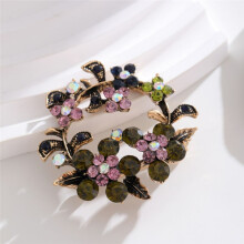 Colours Crystal Brooch Pin Flower Brooches for Women Vintage Crystal Flower Lapel Pin