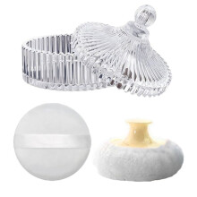 Body Powder Puff and Container Kit , Dusting Powder Puff for Women Baby and Loose Powder Containers for Wet Dry Makeup B