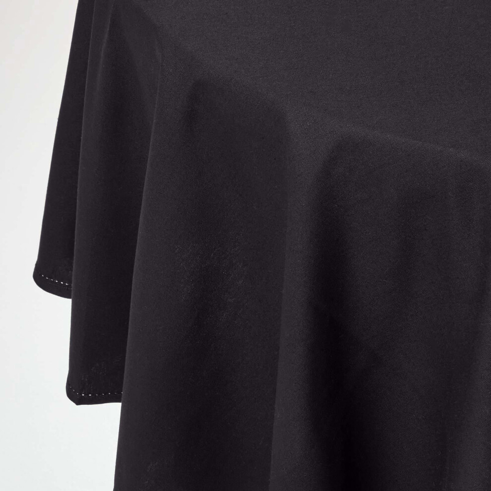 Homescapes (178 Cm Round, Black) Plain Cotton Tablecloth