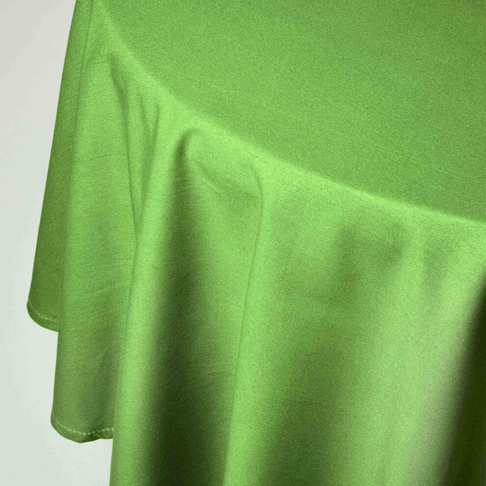 Homescapes (178 Cm Round, ) Plain Cotton Tablecloth Green