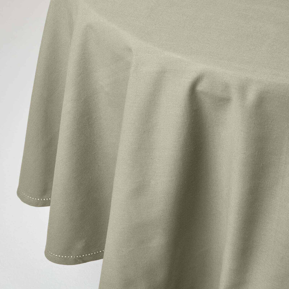 Homescapes (178 Cm Round, Grey) Plain Cotton Tablecloth
