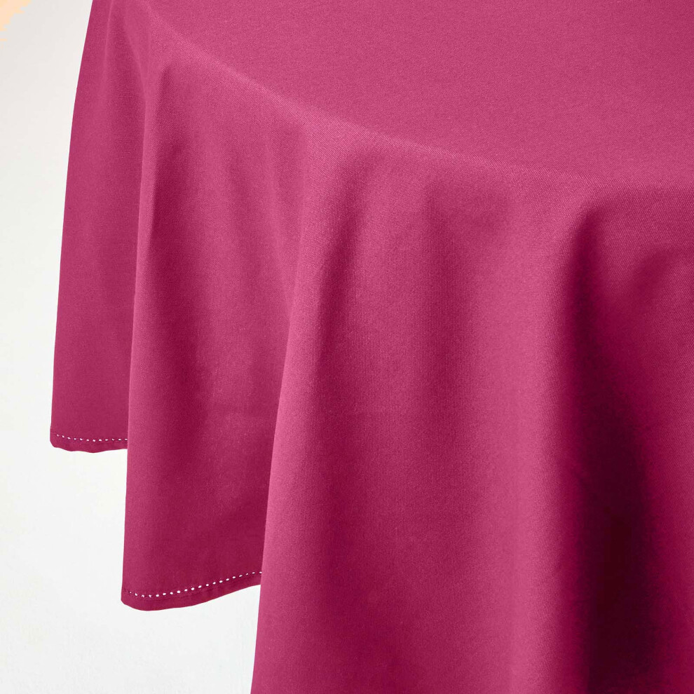 Homescapes (178 Cm Round, ) Plain Cotton Tablecloth Purple