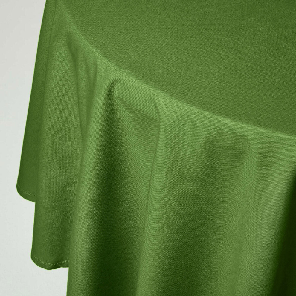Homescapes (178 Cm Round, Green) Plain Cotton Tablecloth