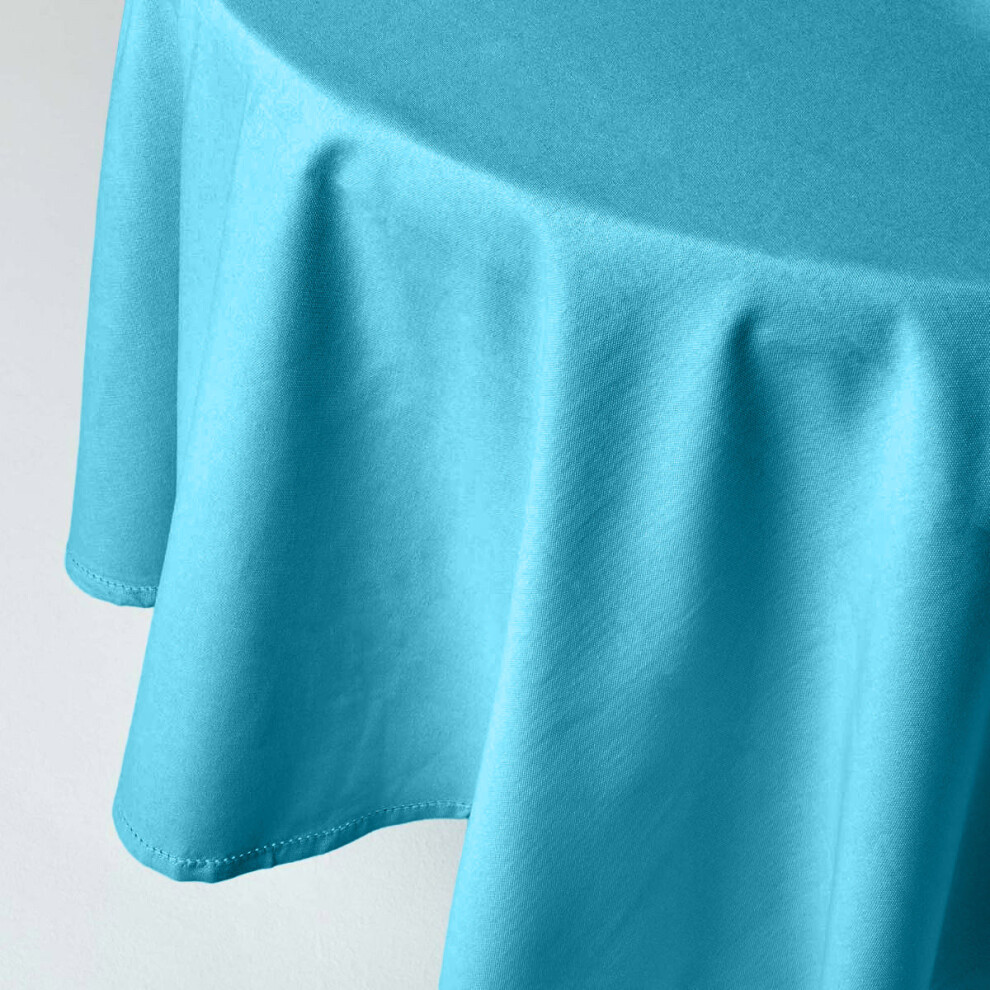 Homescapes (178 Cm Round, ) Plain Cotton Tablecloth Blue