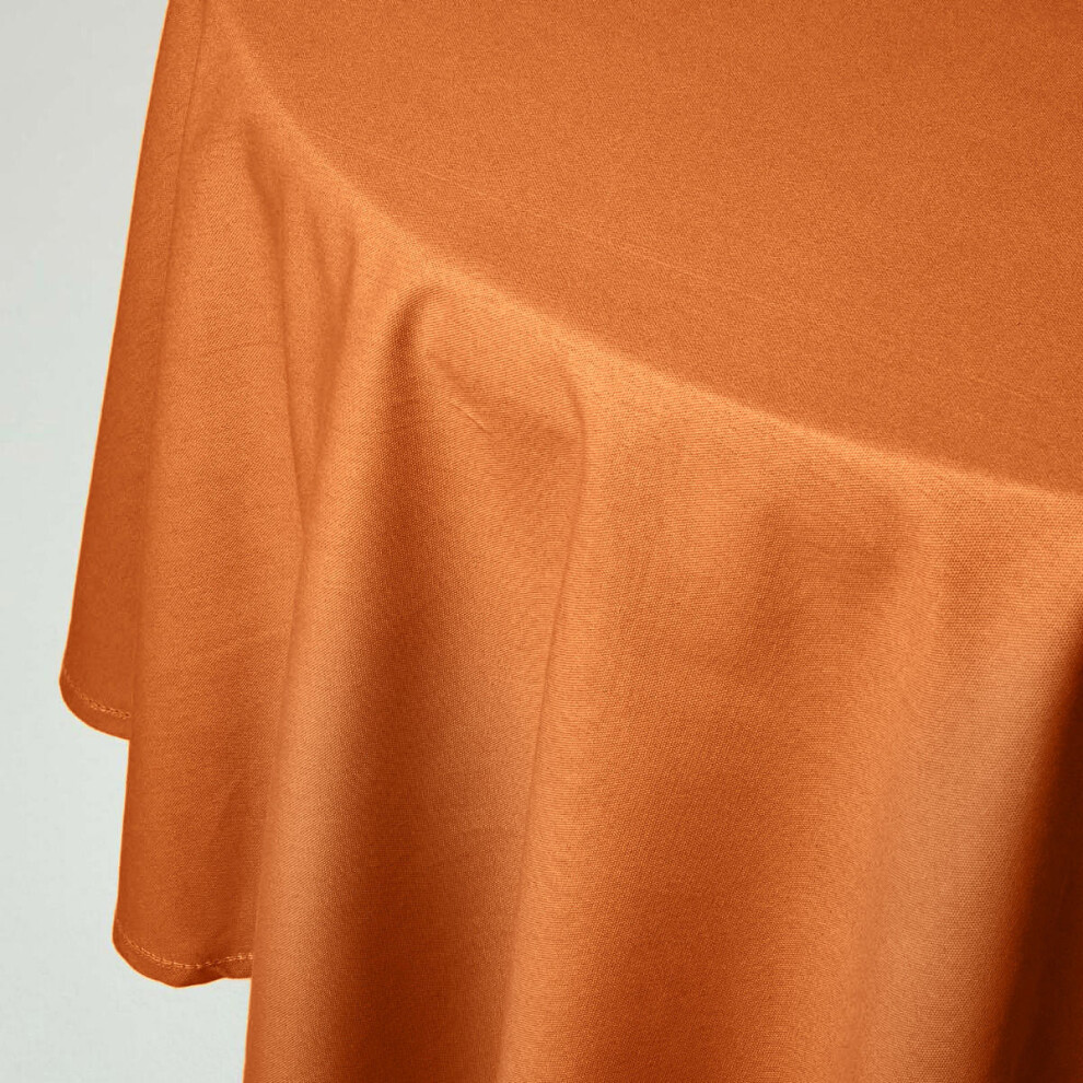 Homescapes (178 Cm Round, ) Plain Cotton Tablecloth Orange