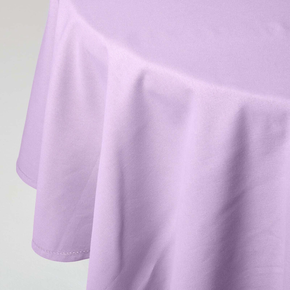 Homescapes (178 Cm Round, ) Plain Cotton Tablecloth Purple
