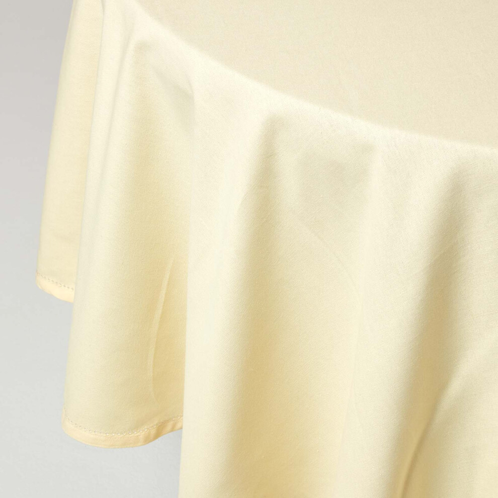 Homescapes (178 Cm Round, Natural) Plain Cotton Tablecloth