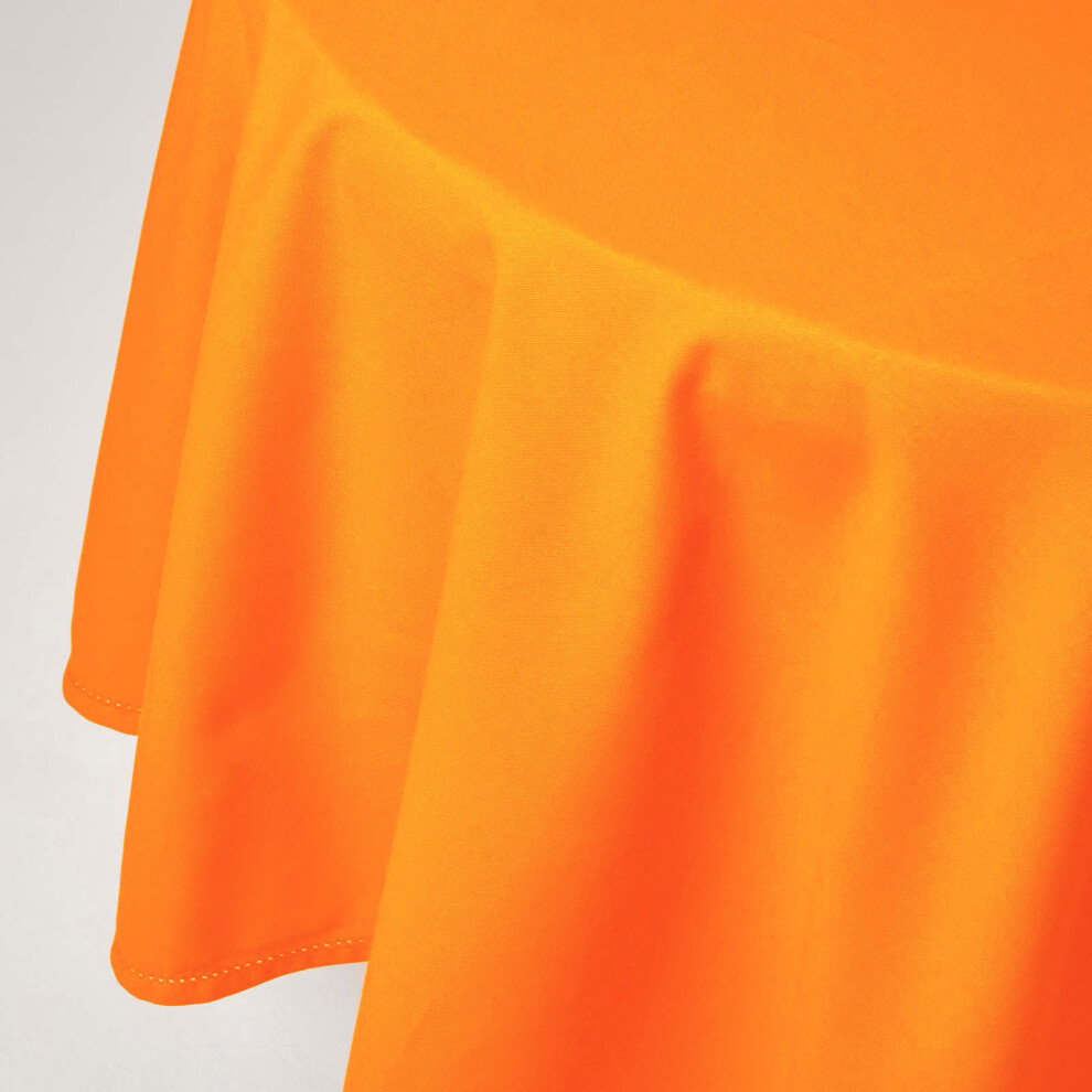 Homescapes (178 Cm Round, ) Plain Cotton Tablecloth Orange