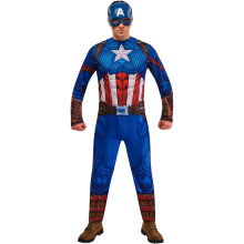 (S, Blue/Red) Captain America Mens Costume Set