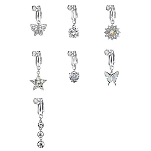 Bijoux de nombril à la mode sans Piercing, Clip-papillon blanc 2 1