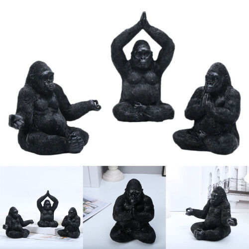 Praying Figurines Indoor Decors Meditating Chimpanzee Statue-B 2