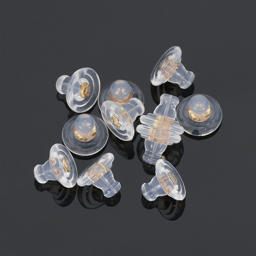100Pcs Silicone Earring Backs Secure Locking Replacements-Gold 2