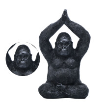Praying Figurines Indoor Decors Meditating Chimpanzee Statue-A
