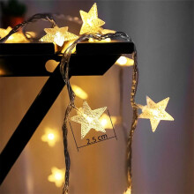 Enchanted Star String Lights, Battery Operated, Waterproof, for Indoor Outdoor Decor, Warm White, Crystal Ball Twinkle, Low Voltage, Perfect for