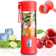 Liquidificador compacto para smoothies e sucos de frutas, recarregável via USB, com 6 lâminas de aço inoxidável, portátil e à prova d'água,