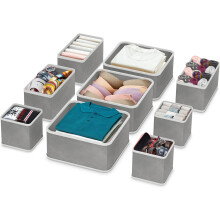 Organizer Container, Pu Leather Handles Storage Boxes For Closet Organizer, Premium Non-woven Fabric For Bedroom Shelf, 9 Pieces
