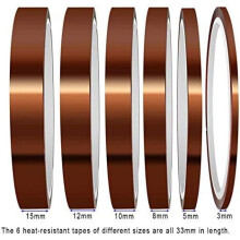 Polyimide Film Heat Tape, Strong Adhesion Silicone Adhesive for Versatile Applications, High Temperature Resistance 180C to 250-300C, Flame