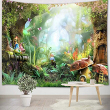 Wandteppich „Fantasy Forest Mushroom“, bezaubernde Wunderland-Dekoration für Mädchenzimmer, farbecht, ungiftig, geruchlos, umweltfreundlich,