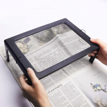 Loupe pleine page, légère et portable, en PVC résistant avec 12 LED, pliable et portable pour timbres et pièces de monnaie.