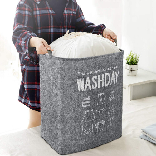 Laundry Hamper Solution For Compact Spaces, Collapsible Laundry Basket With Extended Handles And User-friendly Design, Gray Foldable Dirty Clothes